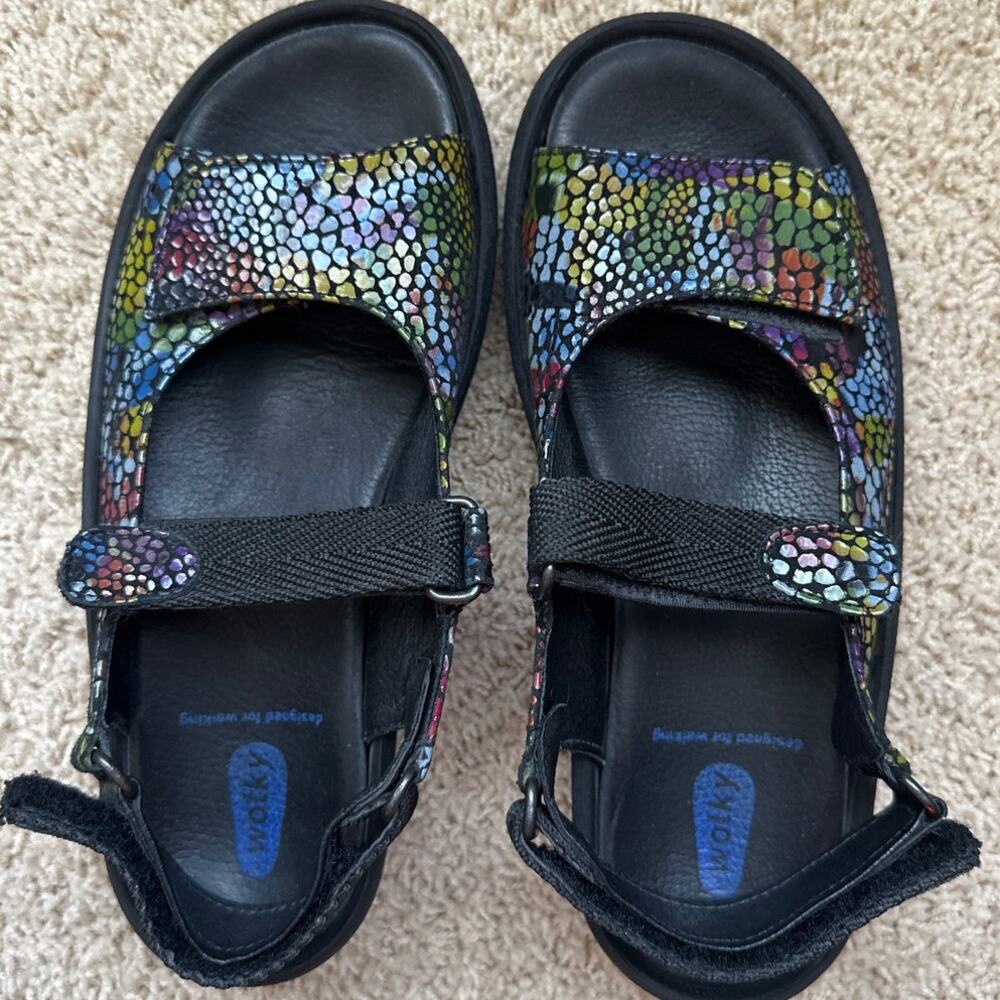 Wolky Jewel Multi-Color Mosaic Leather Comfort Sandals - Women's 38 (US 7-7.5)